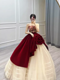 Ball Gown Strapless Burgundy Sweet 16 Dresses HZ1022