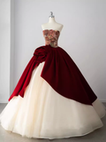 Ball Gown Strapless Burgundy Sweet 16 Dresses HZ1022