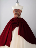 Ball Gown Strapless Burgundy Sweet 16 Dresses HZ1022