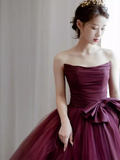 Ball Gown Burgundy Strapless Prom Dresses Evening Dress HZ1022