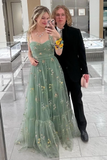 Sexy A Line Straps Green Lace Prom Dresses 21th Birthday Outfit HZ1022