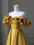 Yellow Off Shoulder Long Formal Evening Dresses Prom Dress HZ1022