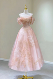 Cute Pink Tulle Lace Short A-Line Prom Dress HZ1022
