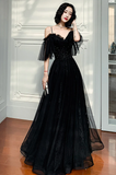 Beautiful Black Off the Shoulder Evening Dress Prom Dresses HZ1022