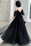 Beautiful Black Off the Shoulder Evening Dress Prom Dresses HZ1022