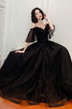 Beautiful Black Off the Shoulder Evening Dress Prom Dresses HZ1022