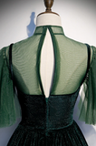 Green Velvet Long A-Line Prom Dress Evening Dresses HZ1022