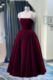 Cute Spaghetti Straps Velvet Prom Dress HZ1022