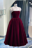 Cute Spaghetti Straps Velvet Prom Dress HZ1022