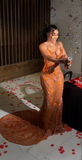 Mermaid Orange Prom Dresses Sleeveless 17th Birthday Outfits HZ1022
