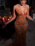 Mermaid Orange Prom Dresses Sleeveless 17th Birthday Outfits HZ1022