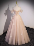 Vintage Ball Gown Off The Shoulder Tulle Long Prom Dress Formal Dresses HZ1022