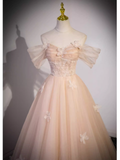 Vintage Ball Gown Off The Shoulder Tulle Long Prom Dress Formal Dresses HZ1022