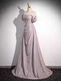 Pretty A line Square Neckline Sleeveless Long Evening Party Dress Pink Prom Dresses HZ1022