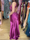 Beautiful A Line Spaghetti Straps Green Long Prom Dresses Backless Satin Evening Gowns HZ1022