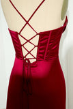 Mermaid Spaghetti Straps Floor Length Prom Dress With Slit 21st Birthday Outfit HZ1022