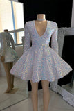Amazing V-neck A-line Mini 17th Birthday Dresses White Birthday Outfit HZ1022