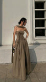 Simple Strapless Wedding Guest Dress Prom Dresses Birthday Outfits HZ1022