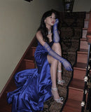 Modest Sweetheart Satin Slit Prom Dresses 21th Birthday Outfits HZ1022