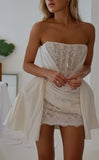 Princess Luxury White Satin Lace A-Line 17th Birthday Homecoming Dress HZ1022