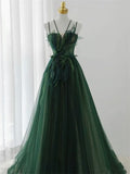 Forest Style Emerald Green Beading Tulle Dress, Prom Dress Fairy,Evening Gown Graduation Party Dress HZ1022