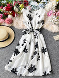 A line flowers short dress summer dress HZ1022