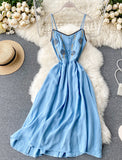 Cute A line embroidery dress girl dress HZ1022