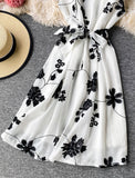 A line flowers short dress summer dress HZ1022
