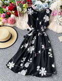 A line flowers short dress summer dress HZ1022
