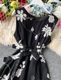 A line flowers short dress summer dress HZ1022