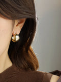 Gold Textured French Earrings Niche Design High-end Light Luxury Temperament Versatile Metal Earrings for Women HZ1022