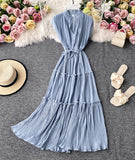 Simple V-neck dress sleeveless dress HZ1022
