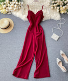 Simple sleeveless jumpsuit wide leg jumpsuit HZ1022