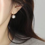 Gray Pearl Earrings Temperament Versatile Women's Classic Round Earhooks HZ1022