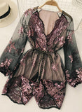 A line v neck sequins long sleeve dress HZ1022