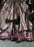 A line v neck sequins long sleeve dress HZ1022