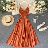 Chic long dress women's summer dress suspenders dress HZ1022