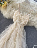 Champagne tulle sequins dress summer dress HZ1022