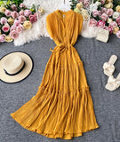 Simple V-neck dress sleeveless dress HZ1022