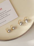 Gray Pearl Earrings Temperament Versatile Women's Classic Round Earhooks HZ1022