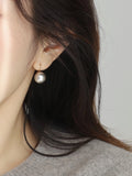 Gray Pearl Earrings Temperament Versatile Women's Classic Round Earhooks HZ1022