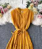 Simple V-neck dress sleeveless dress HZ1022
