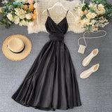 Chic long dress women's summer dress suspenders dress HZ1022