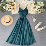 Chic long dress women's summer dress suspenders dress HZ1022