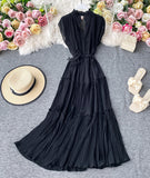 Simple V-neck dress sleeveless dress HZ1022