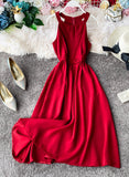 Red A line sleeveless summer dress fashion dress HZ1022