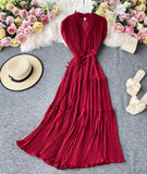 Simple V-neck dress sleeveless dress HZ1022
