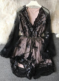 A line v neck sequins long sleeve dress HZ1022