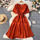 Lovely V-neck Short Dress, A-line Girl Fashion Dress HZ1022