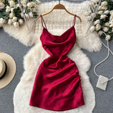 Simple Satin Short Dress, Fashion Dress HZ1022